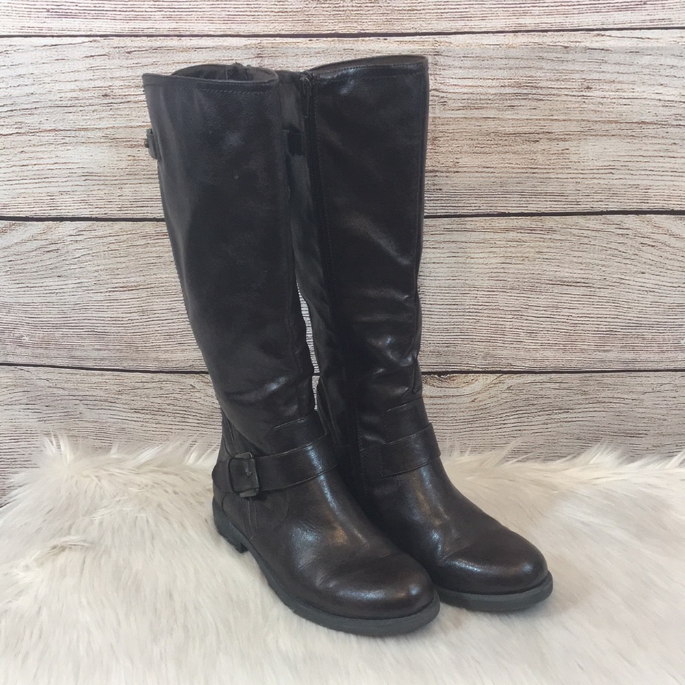 Tall dark brown boots